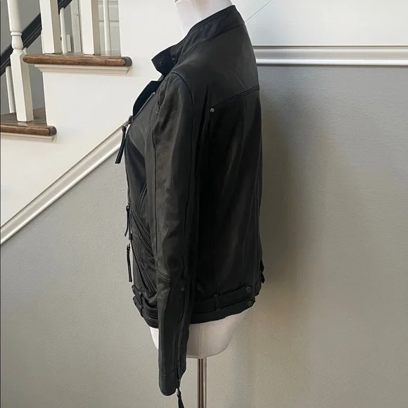 ZARA Woman Black Soft Sheep Skin Leather Moto Jacket - Picture 3 of 7
